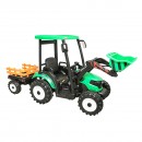 Tractor cu remorca electric pentru copii cu baterie 12V/10Ah si telecomanda JS3158B verde