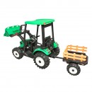 Tractor cu remorca electric pentru copii cu baterie 12V/10Ah si telecomanda JS3158B verde cu scaun din piele