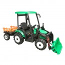 Tractor cu remorca electric pentru copii cu baterie 12V/10Ah si telecomanda JS3158B verde cu scaun din piele