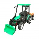 Tractor cu remorca electric pentru copii cu baterie 12V/10Ah si telecomanda JS3158B verde cu scaun din piele
