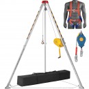 Trepied de salvare si lucru, pentru protectia muncii in canalizari, Capacitate vertical 180 kg, Lungime 30 m, Ham si troliu