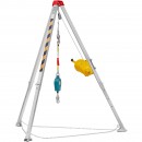 Trepied de salvare si lucru, pentru protectia muncii in canalizari, Capacitate vertical 180 kg, Lungime 30 m, Ham si troliu