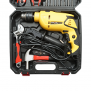 Trusa bormasina cu percutie 600W, 220V, mandrina 13mm, turatie 3300rpm cu scule si unelte 38 piese Breckner Germany