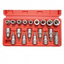 Trusa chei tubulare E-Torx E10-E24, biti torx T20-T70, patrat 1/2 inch 19 piese