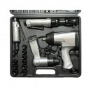 Trusa scule pneumatice cu pistol de impact, ciocan, clichet, polizor drept si accesorii 46 piese Breckner Germany