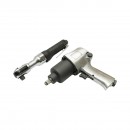 Trusa scule pneumatice cu pistol de impact Twin Hammer 1/2 inch, clichet 3/8 inch, 10 tubulare 9-27mm si accesorii 16 piese Breckner Germany